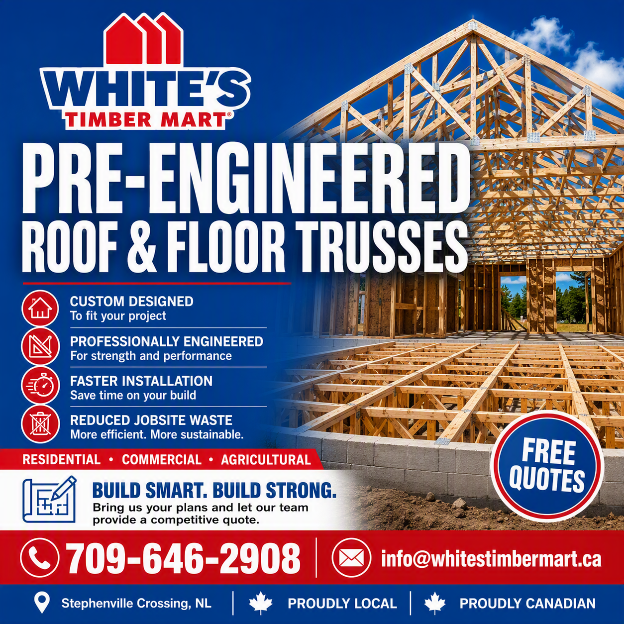 White's Timber Mart pre-engineered roof and floor trusses